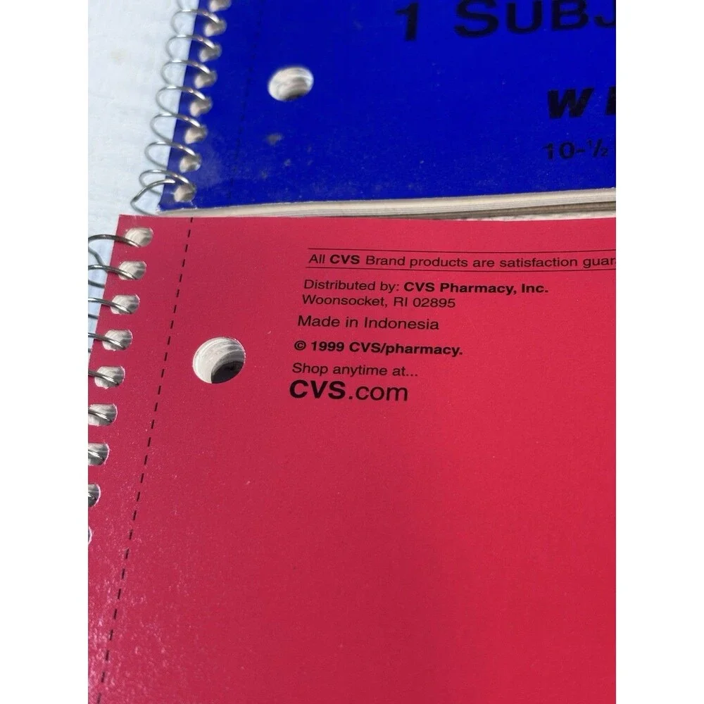Vintage 1999 CVS Pharmacy 1 Subject Wide Ruled Spiral Notebook Lot  6 NOS School
